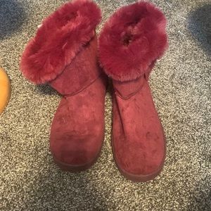 Maroon Fur Boots